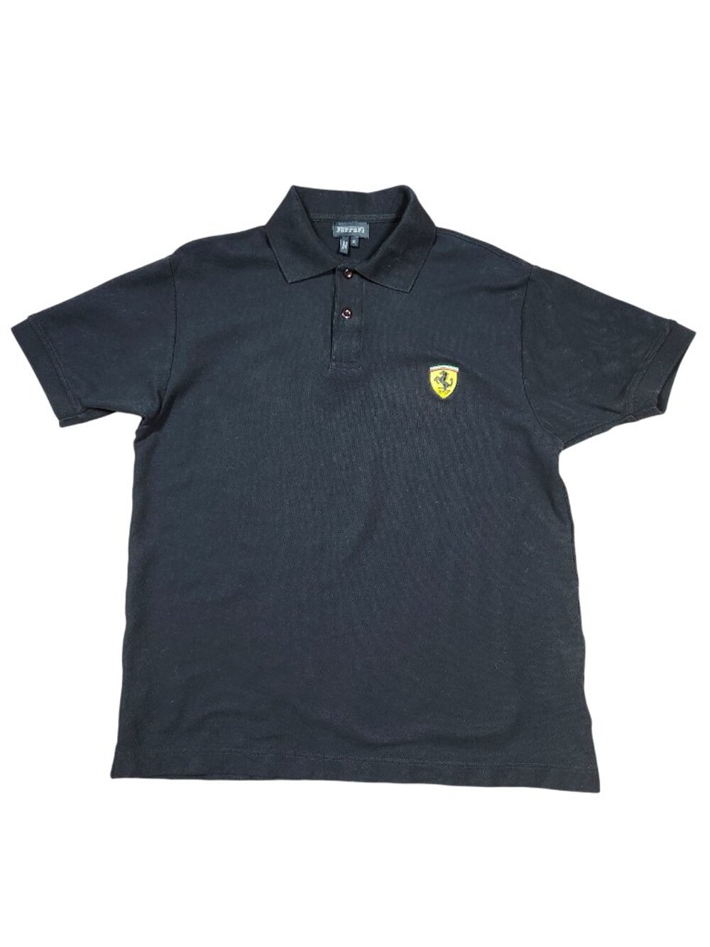 Ferrari Black Polo Shirt With Embroidered Scuderia Badge Logo Mens XL